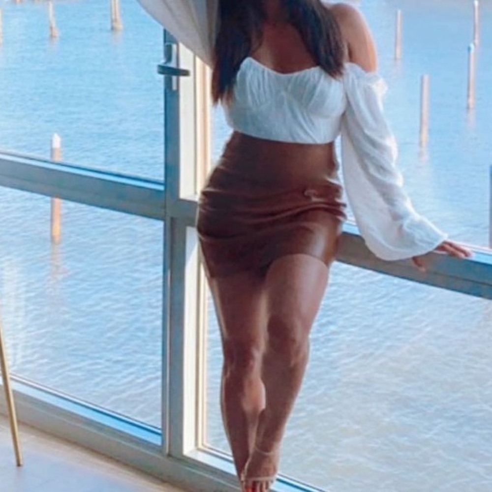 Cognac Leather Skirt